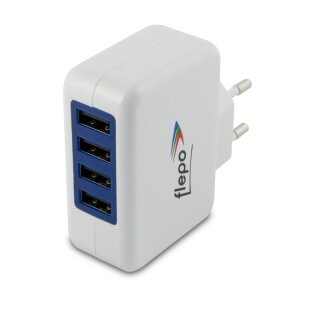 FLEPO Reise-Netzteil USB 4-fach 100V-240V - 4A
